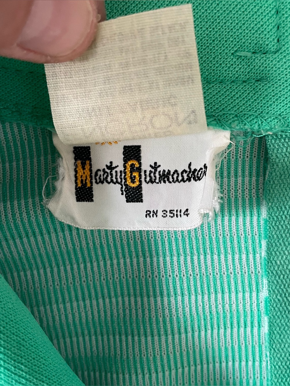 Vintage 70s Marty Gutmacher Knit Pantsuit Green White Lounge Disco Retro M? - Picture 4 of 16